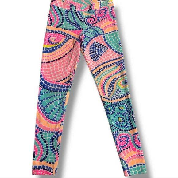 Lilly Pulitzer Maia Multi Tile Wave Knit Legging Size Largr 8-10 Girls Mosiac - Picture 9 of 9